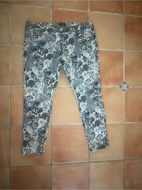 Men's Skinny Floral Print Gray Jeans